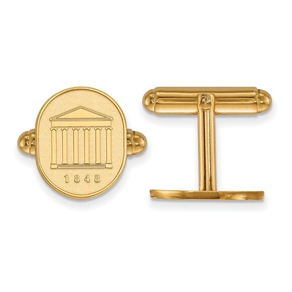 14k Gold Plated Silver University of Mississippi Crest Cuff Links - Picture 1 of 3